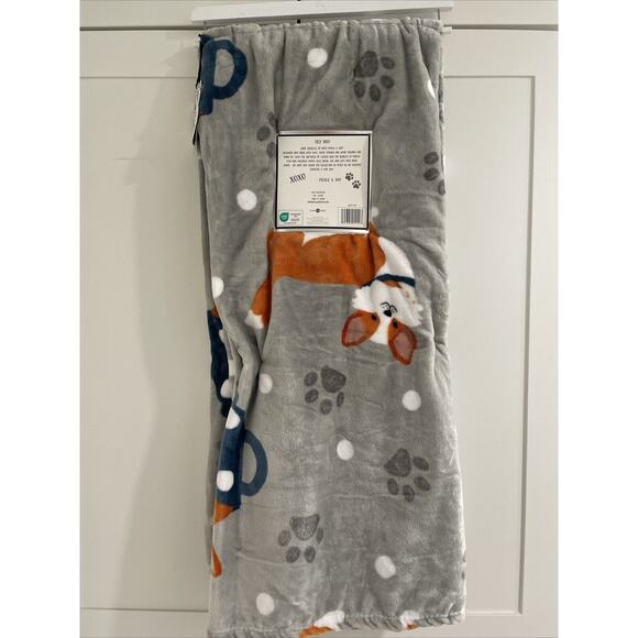 CORGI Dog Large Print 60x70 Oversized Throw Blanket Pickle & Dot Paw Prints NEW - Picture 6 of 6